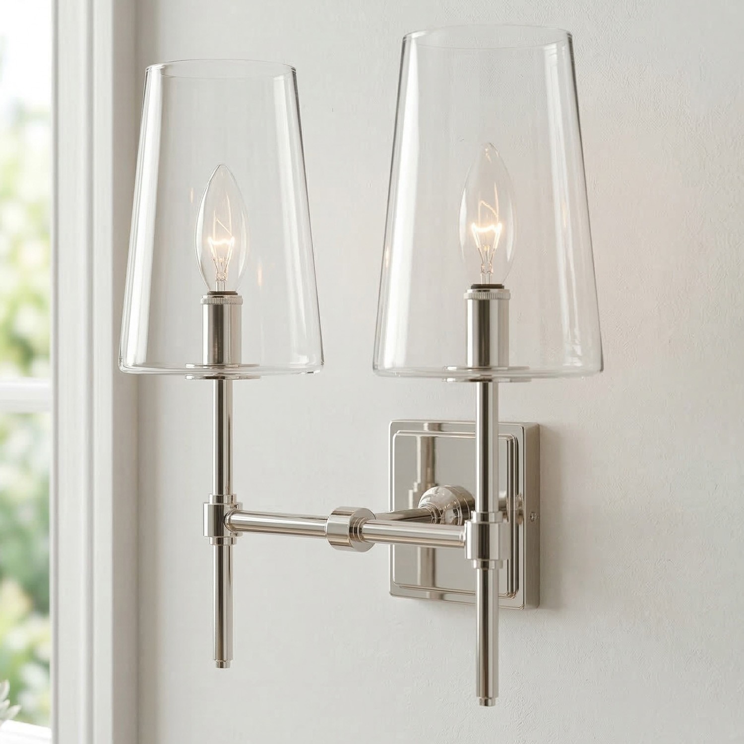 Murano Farmhouse Clear Glass Vanity Wall Sconce
