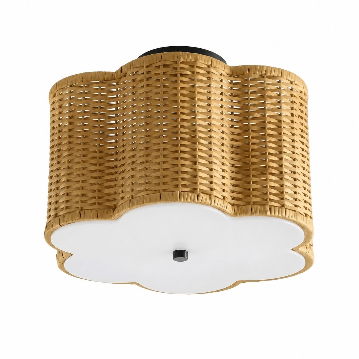 Tranquil Bohemian Style Flower Rattan Ceiling Light