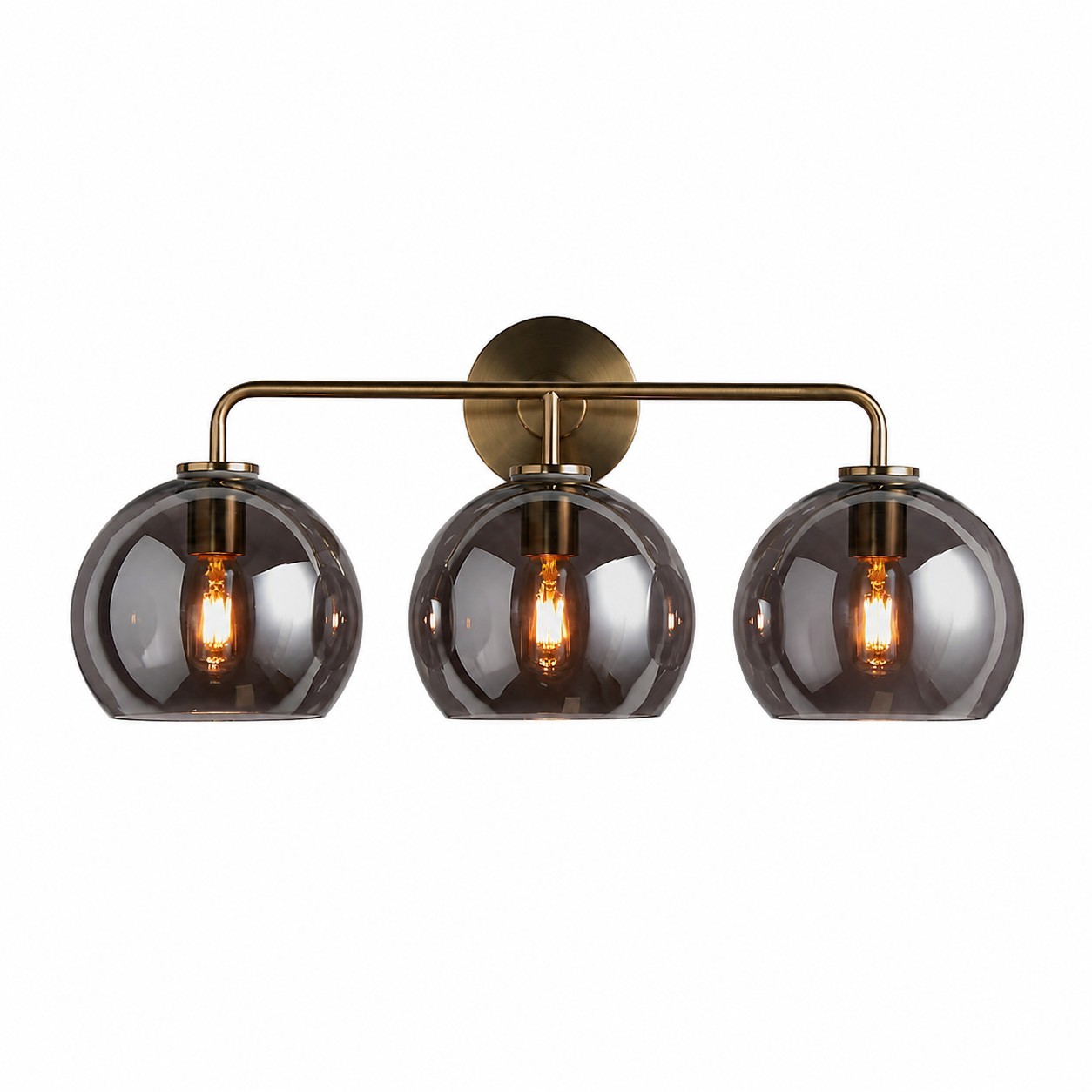 Konig Minimalist 3-Light Round Shade Brass Glass Wall Light