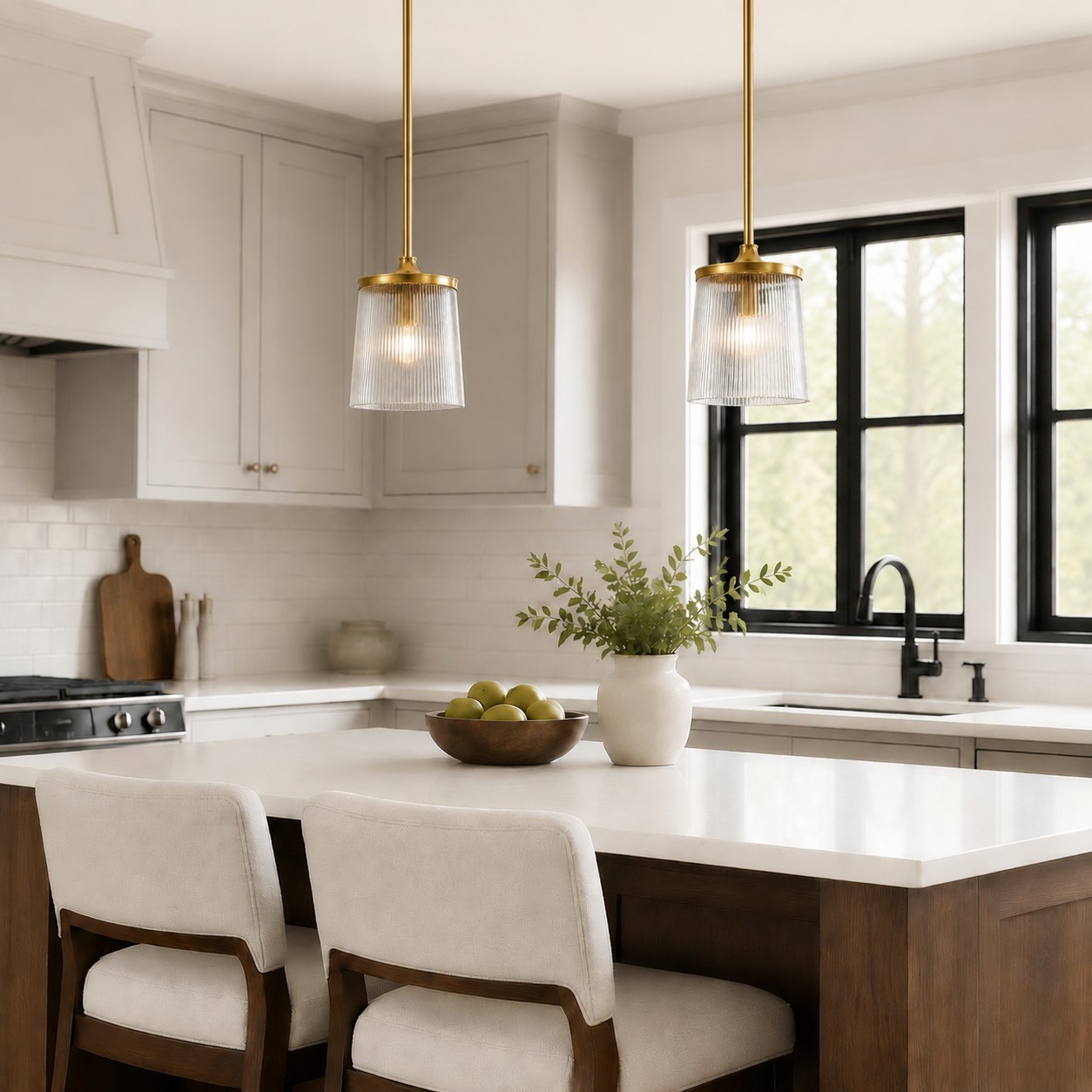 Caleb Modern Trapezoid Ribbed Glass Pendant Light