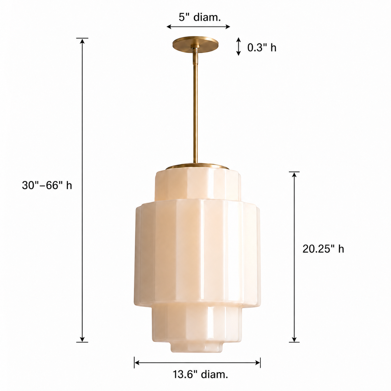 Winry Antique Brass Tiered Milk Glass Pendant Light