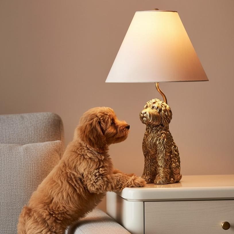 Aurea Unique Animal Table Lamp - Dog Sculptural Accent Lighting for Bedroom & Living Room