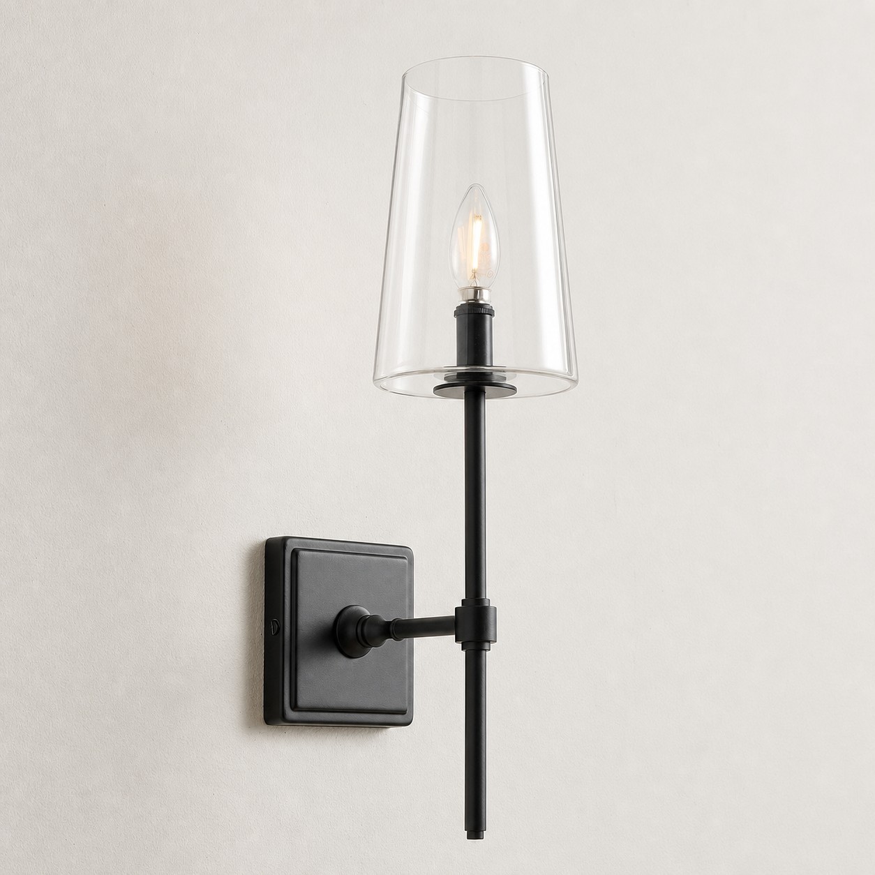 Murano Farmhouse Clear Glass Vanity Wall Sconce