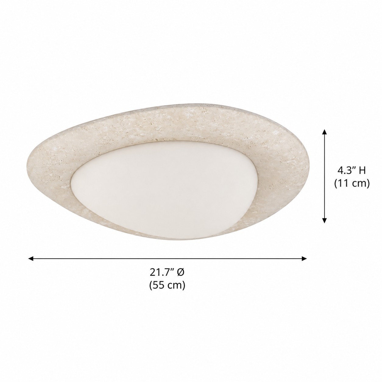 Odette Pebble-Shaped Travertine LED Flush Mount Ceiling Light