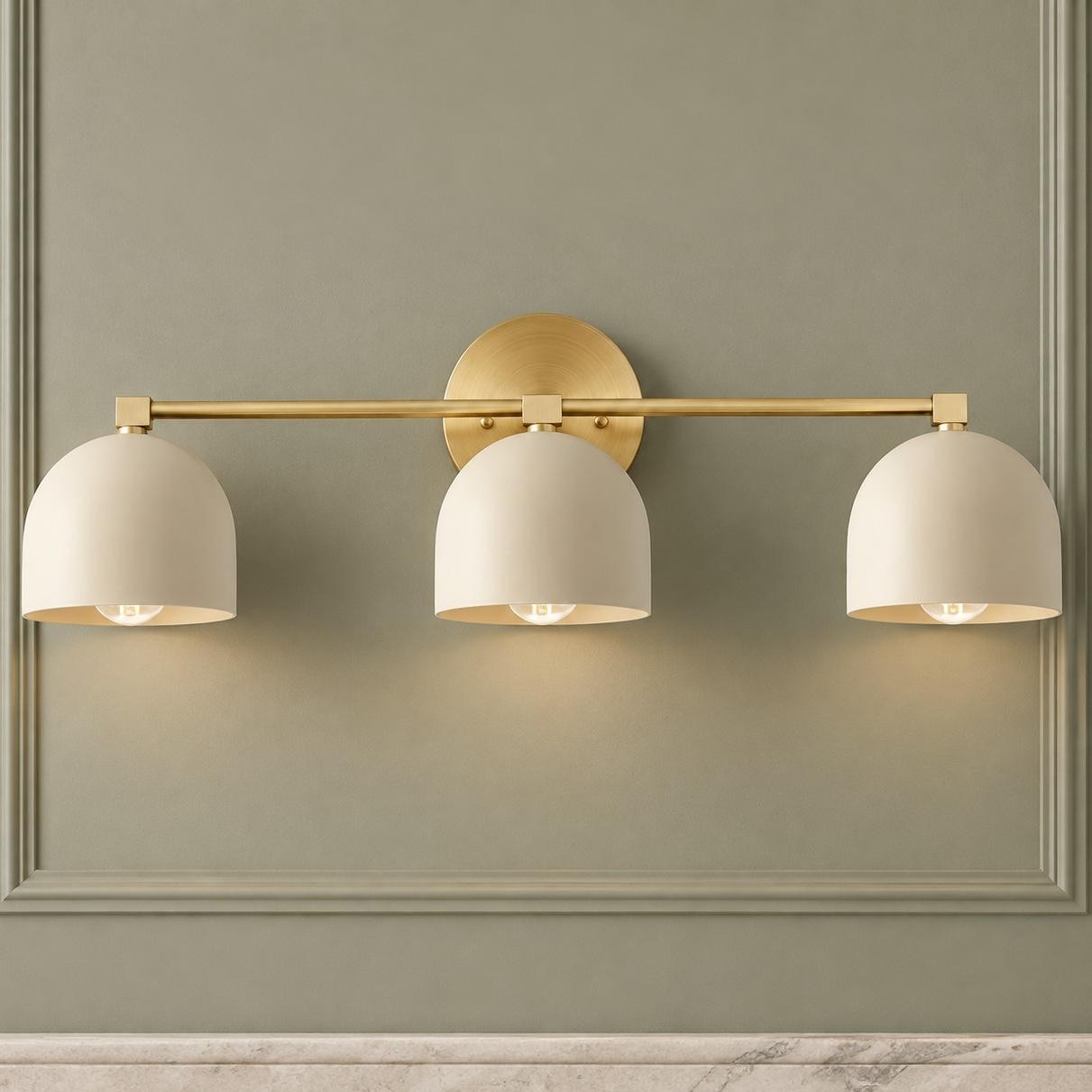 Astair Nordic Metal Deep Dome Vanity Wall Sconce in Rustic Brass