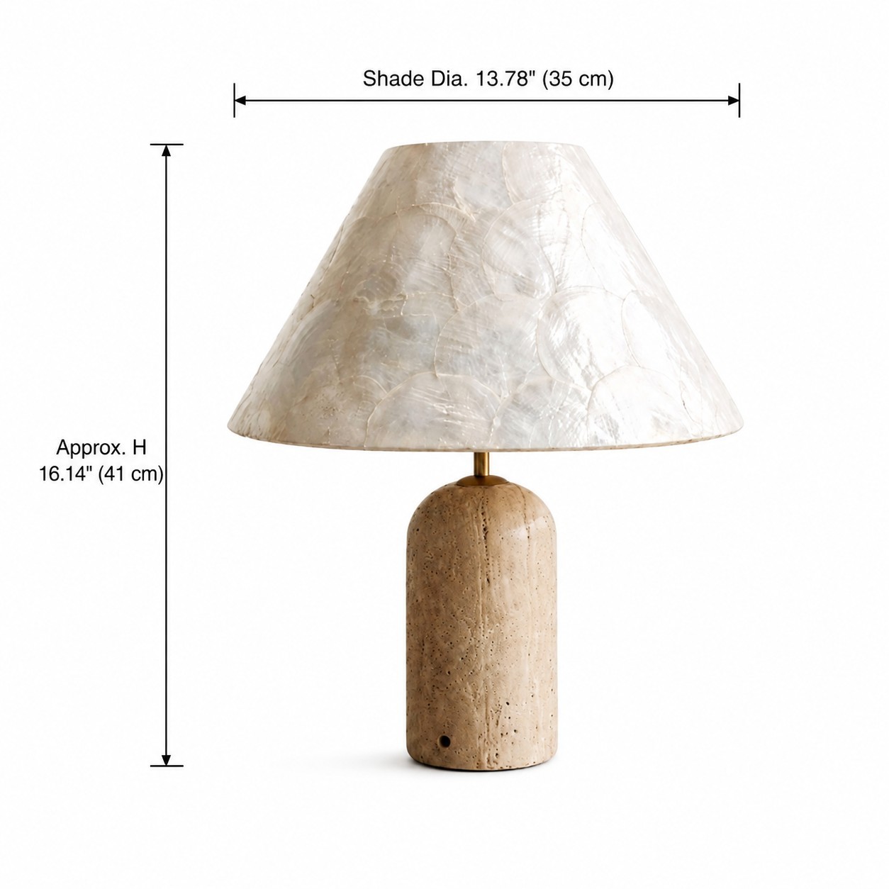 Mirar Wabi Sabi Faux Travertine Conical Shell Shade Table Light