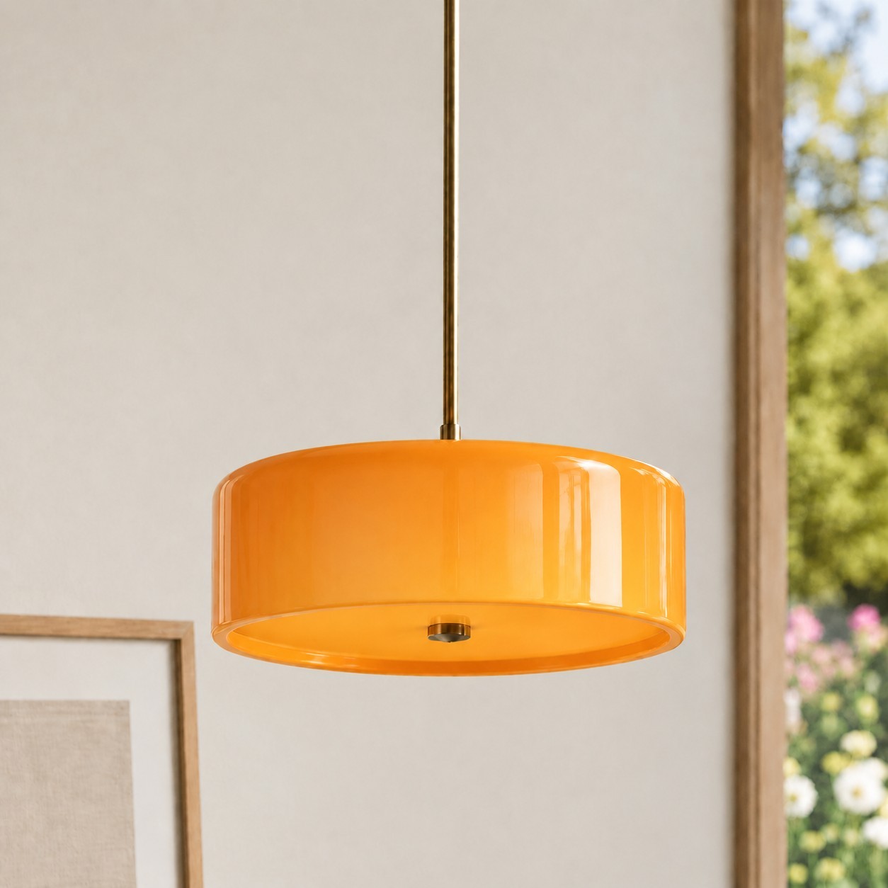 Xavier Modern Glossy Ceramic Drum Pendant Light