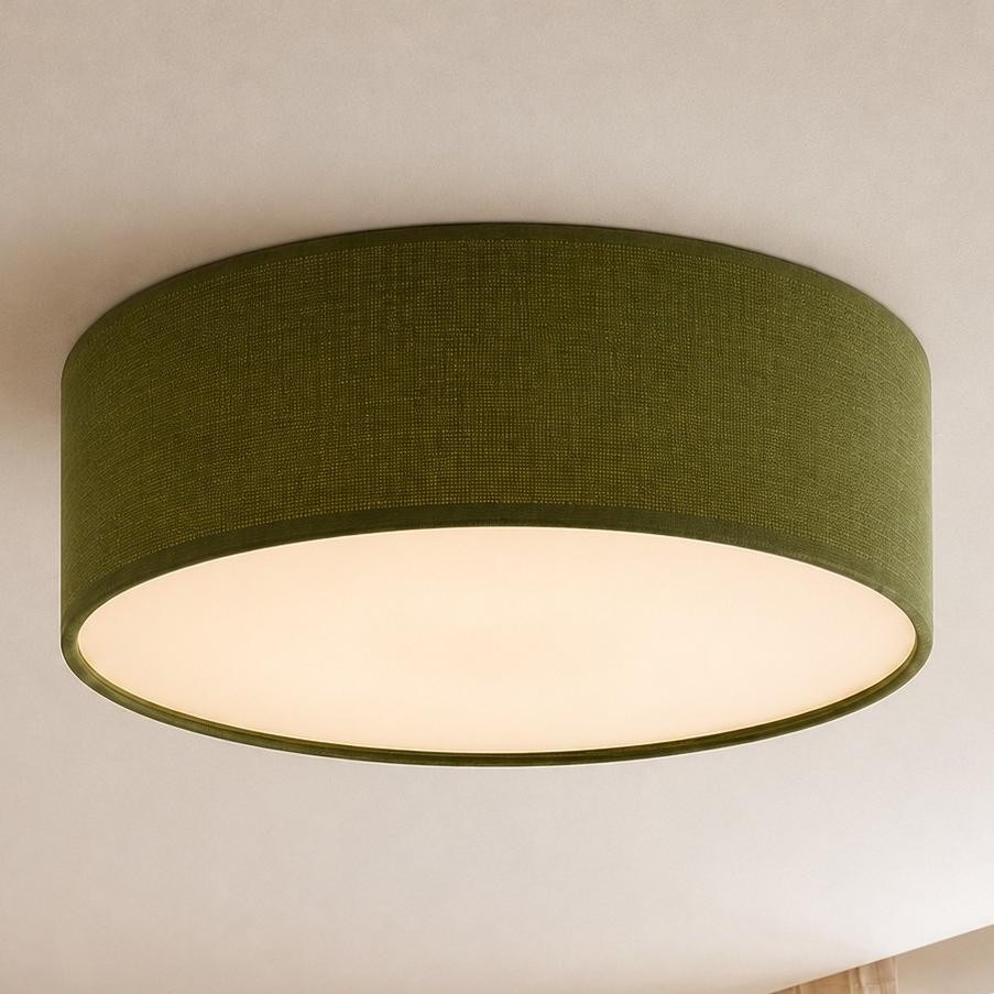 Toren Modern Linen Fabric Drum Flush Mount Ceiling Light