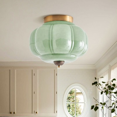 Ozita Retro Milk Glass Semi Flush Mount Eloise Ceiling Light