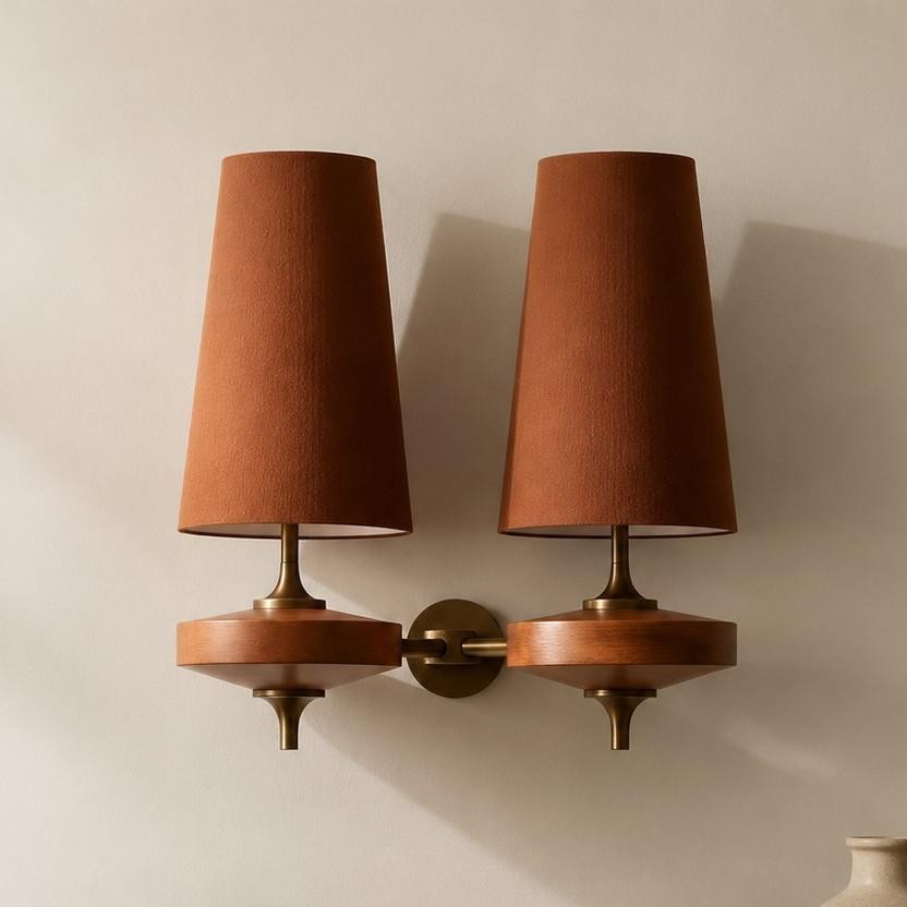 Nyxara Vintage  Fabric Tapered Shade Wall Sconce