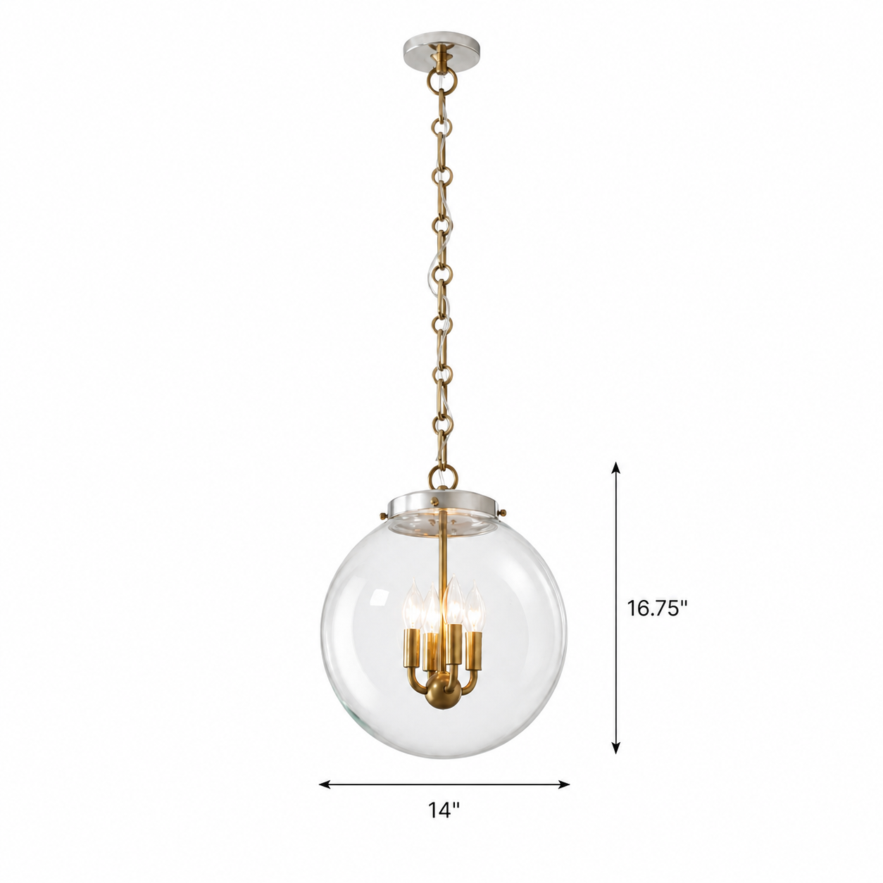 Oona Farmhouse Gold Glass Globe Pendant Light