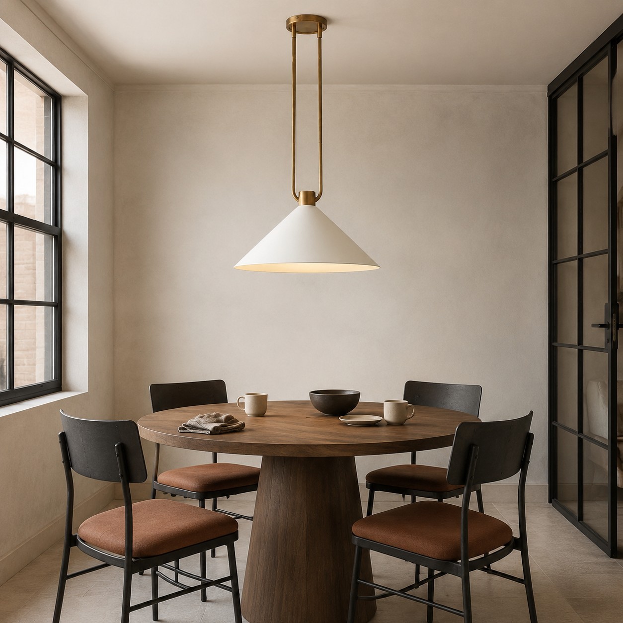 Serenoa Retro Double-Rod Metal Cone Pendant Light