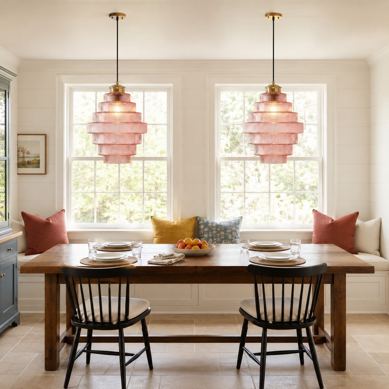 Kaelyn Bottle Shade Stained Striped Glass Pendant Light