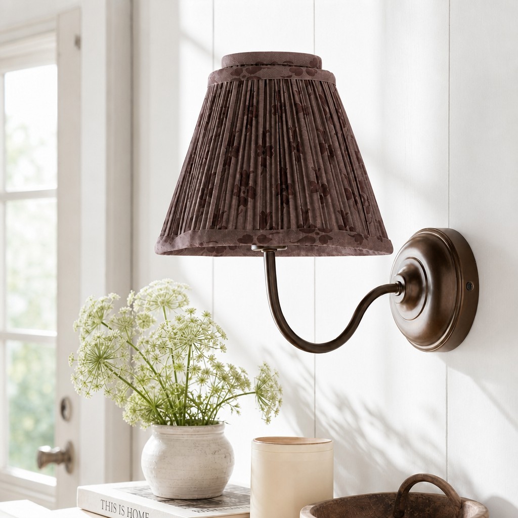 Fenwick Vintage Pleated Pattern Fabric Shade Wall Sconce