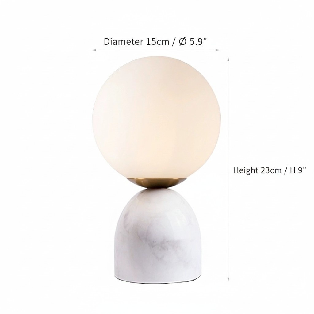 Aalia Nordic Small Marble Glass Orb Table Lamp