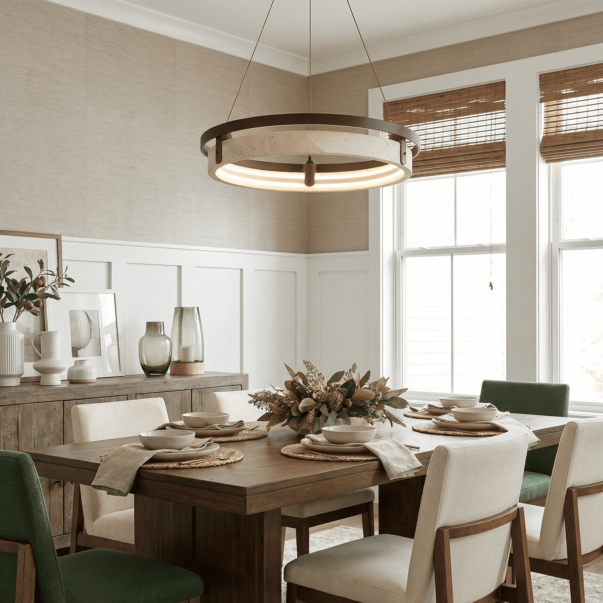 Hendricks Wabi-Sabi Travertine Circular LED Pendant Light