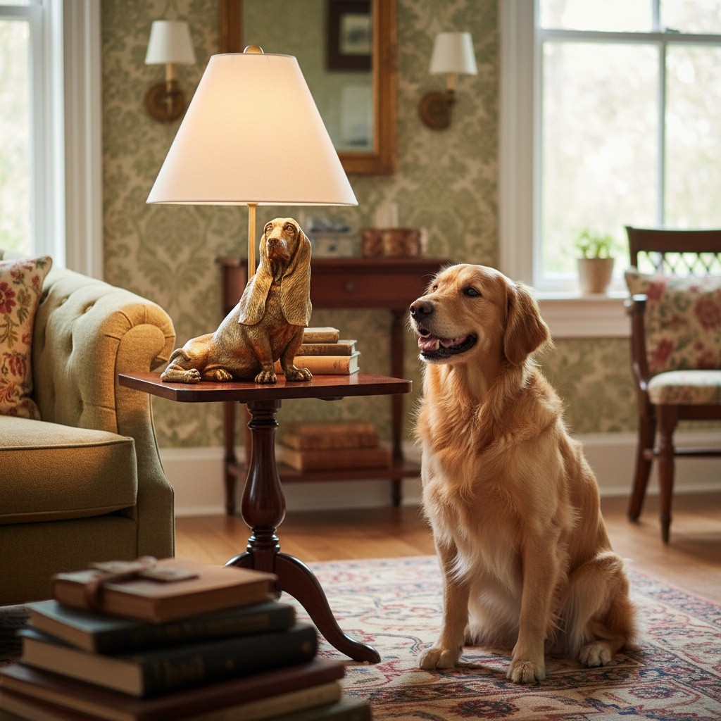 Aurea Unique Animal Table Lamp - Dog Sculptural Accent Lighting for Bedroom & Living Room