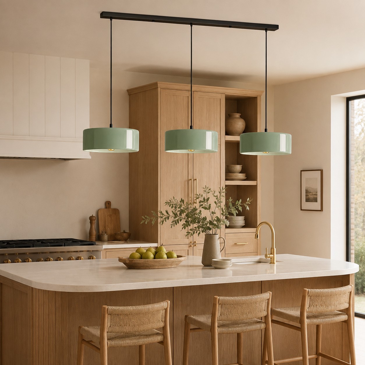 Xavier Modern Glossy Ceramic Drum Pendant Light