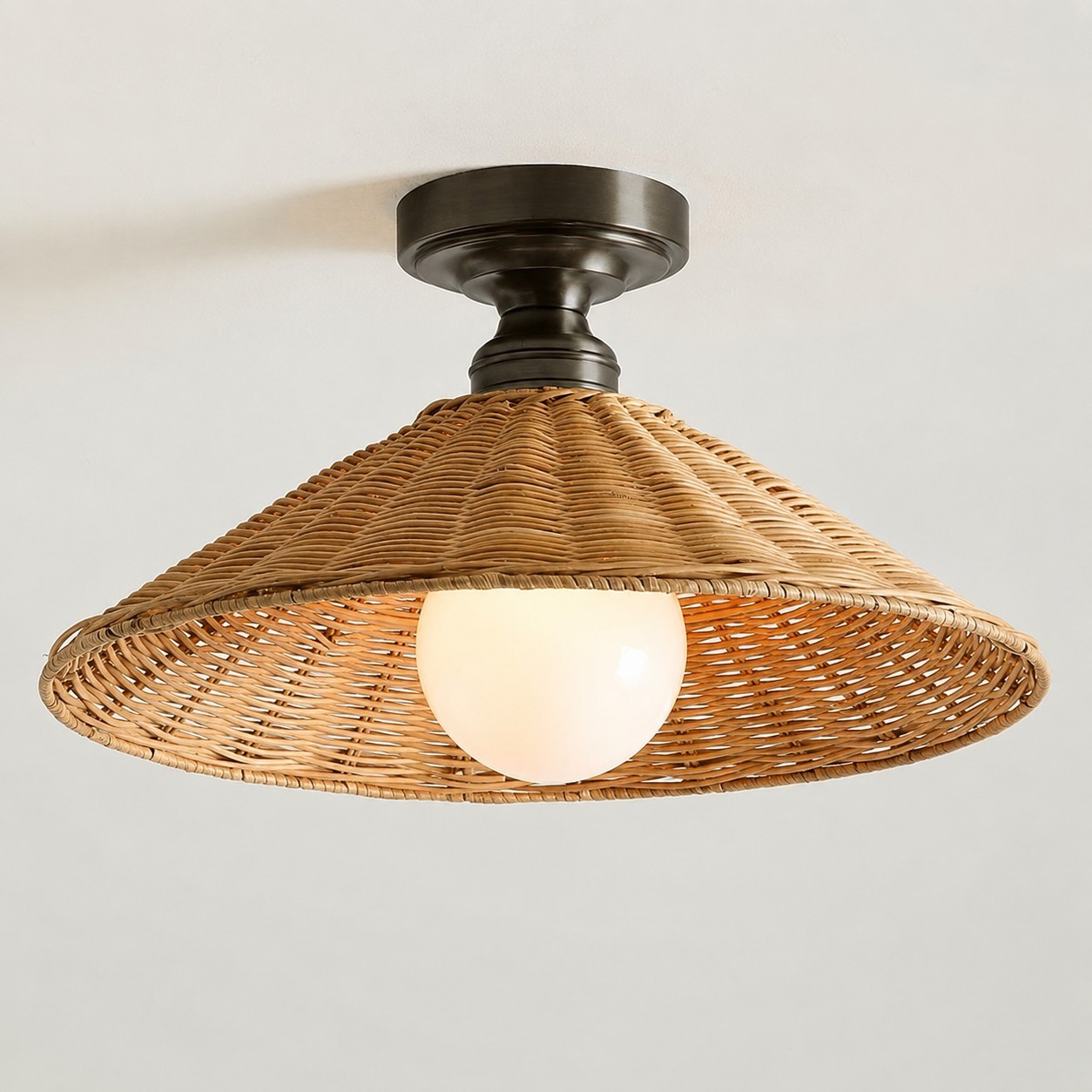 Blisaa Farmhouse Conical Rattan Ceiling Light