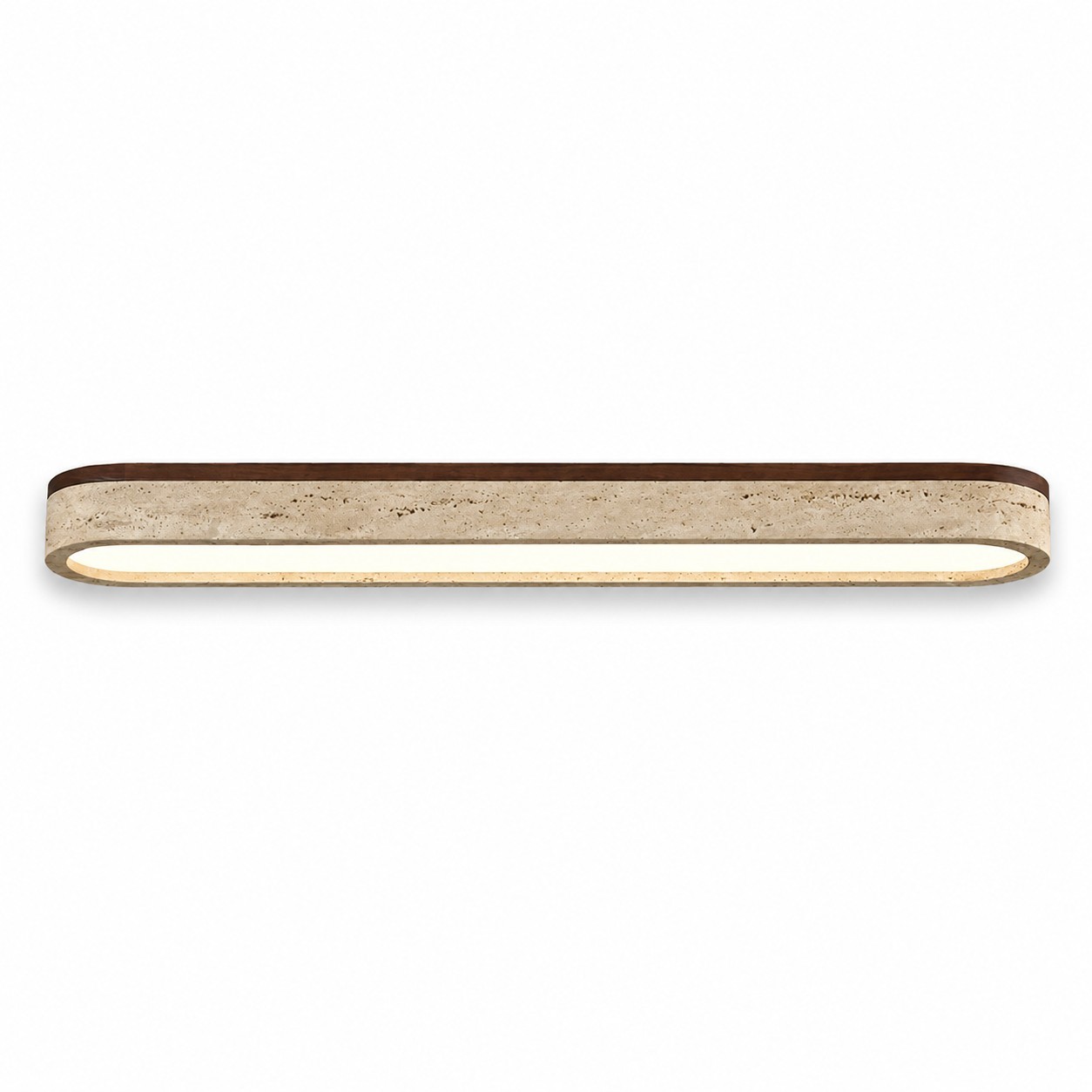 Samue Travertine Wood Linear LED Flush Mount Ceiling Light