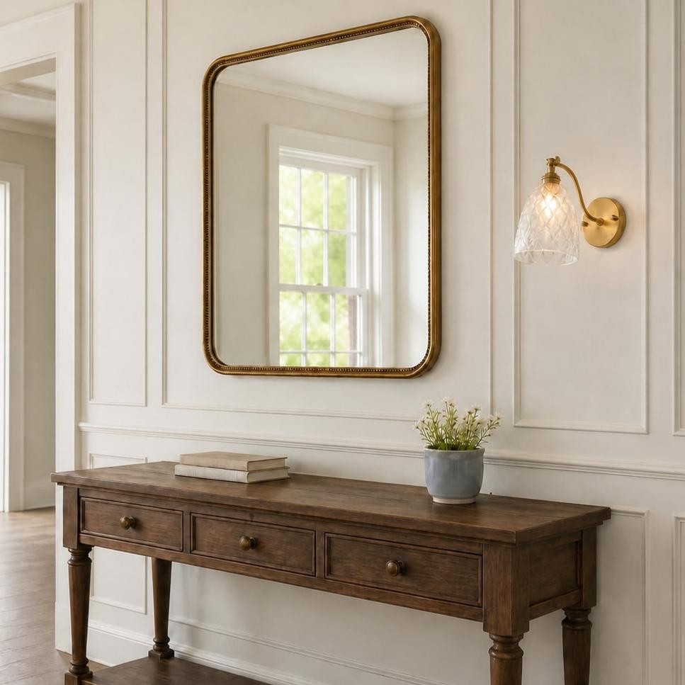 Alaric French Brass And Glass Wall Sconce