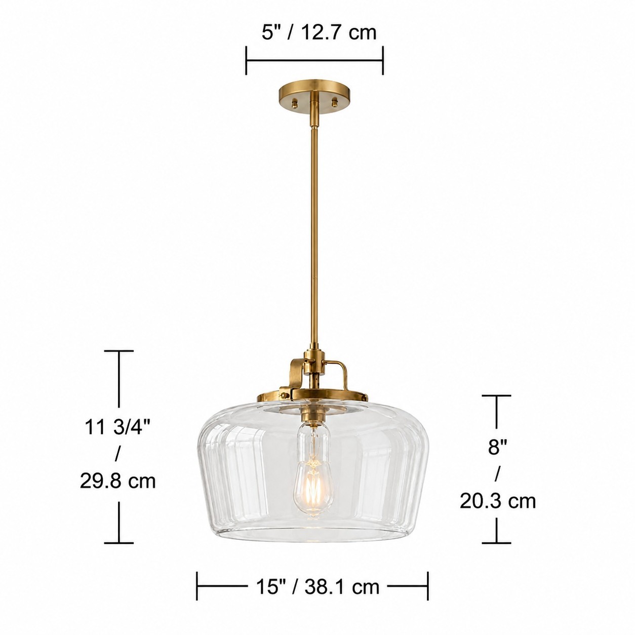 Nathaniel Vintage Brass Rounded Bowl Glass Shade Pendant Light