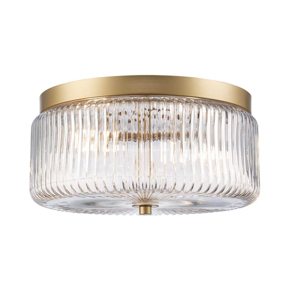 Pax Farmhouse Ribbed Glass Round Flush Mount Ceiling Light