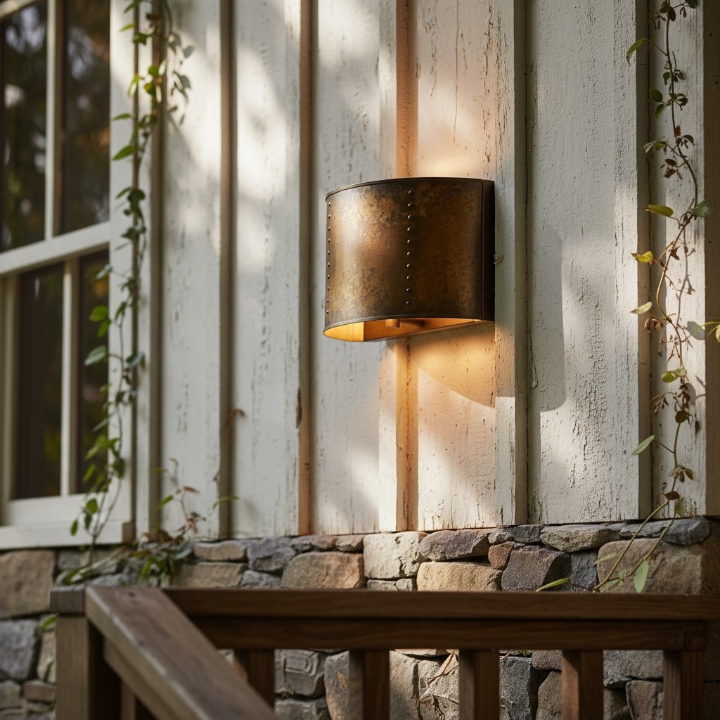 Sharon Industrial Textured Curve Brass Wall Light