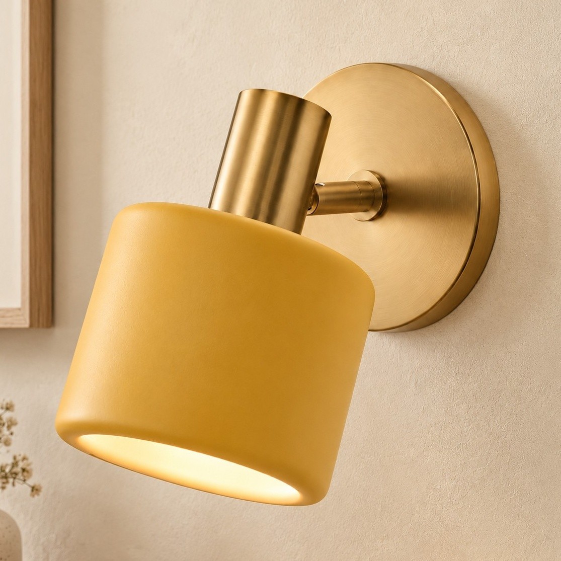 Aura Modern Colorful Adjustable Porcelain Shade Brass Wall Lamp