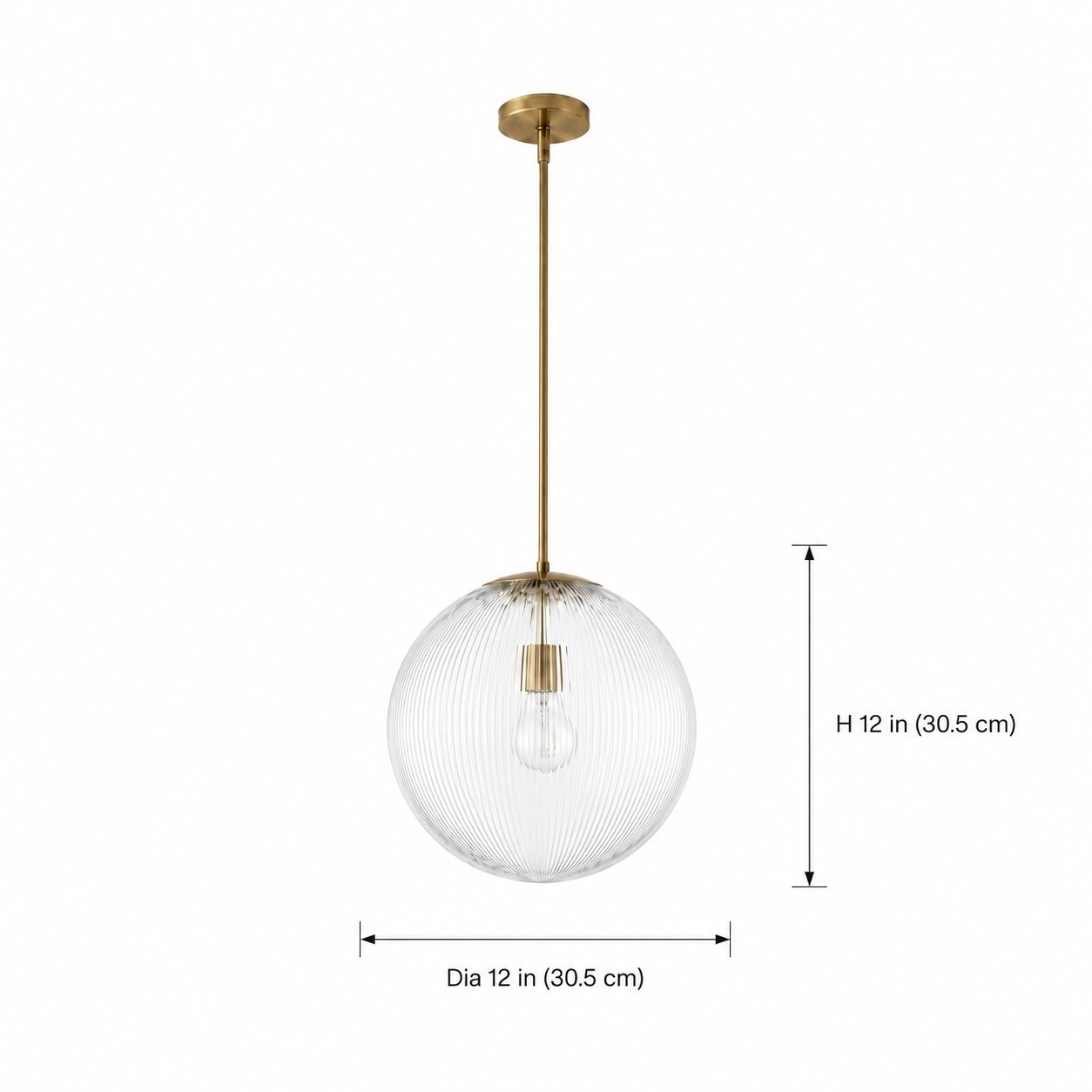 Alain Farmhouse Cooper Ribbed Glass Pendant Light