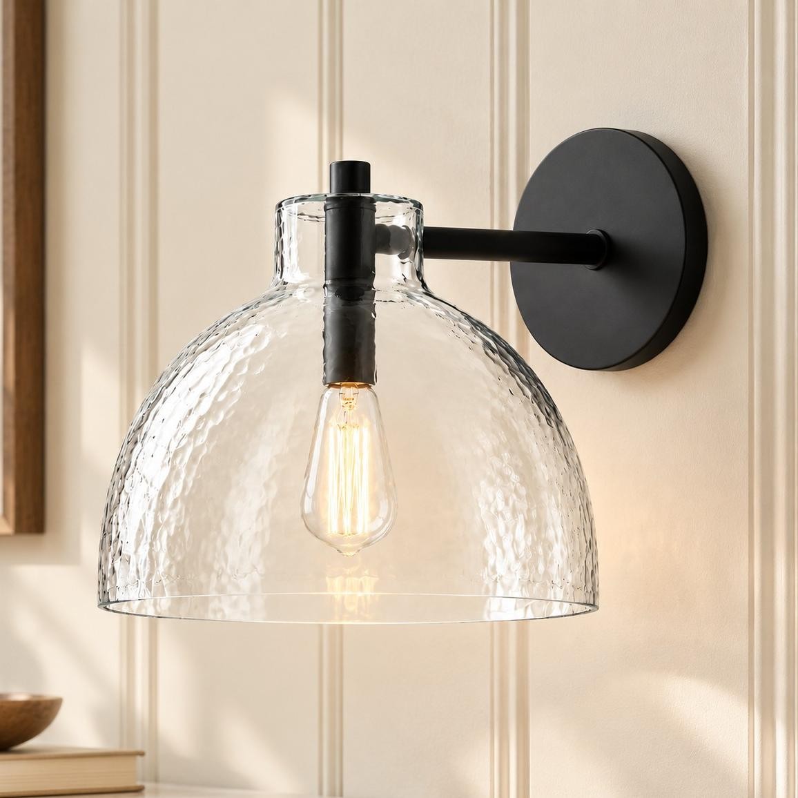 Keen Farmhouse Cooper Recycled Glass Dome Sconce
