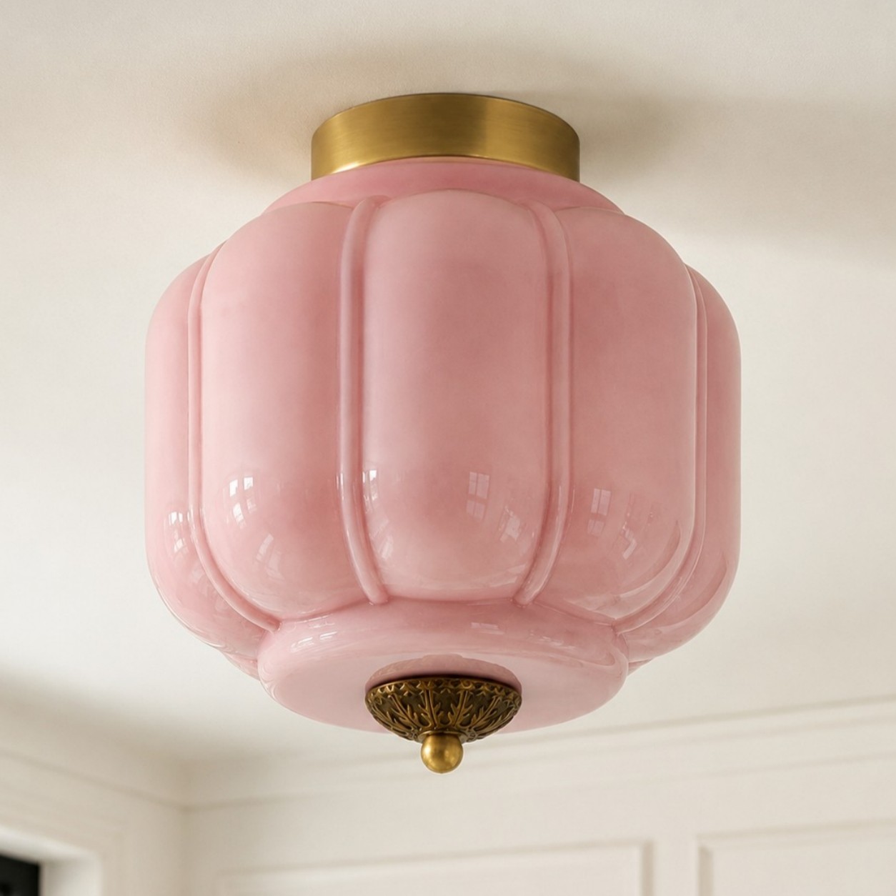 Conran Vintage Milk Glass Semi Flush Mount Eloise Ceiling Light