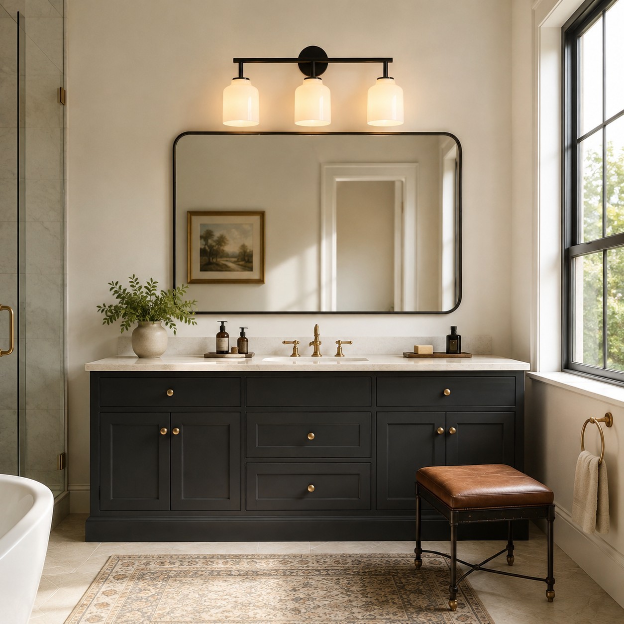 Drilon Modern 3-Light Milk Glass Bathroom Sconce