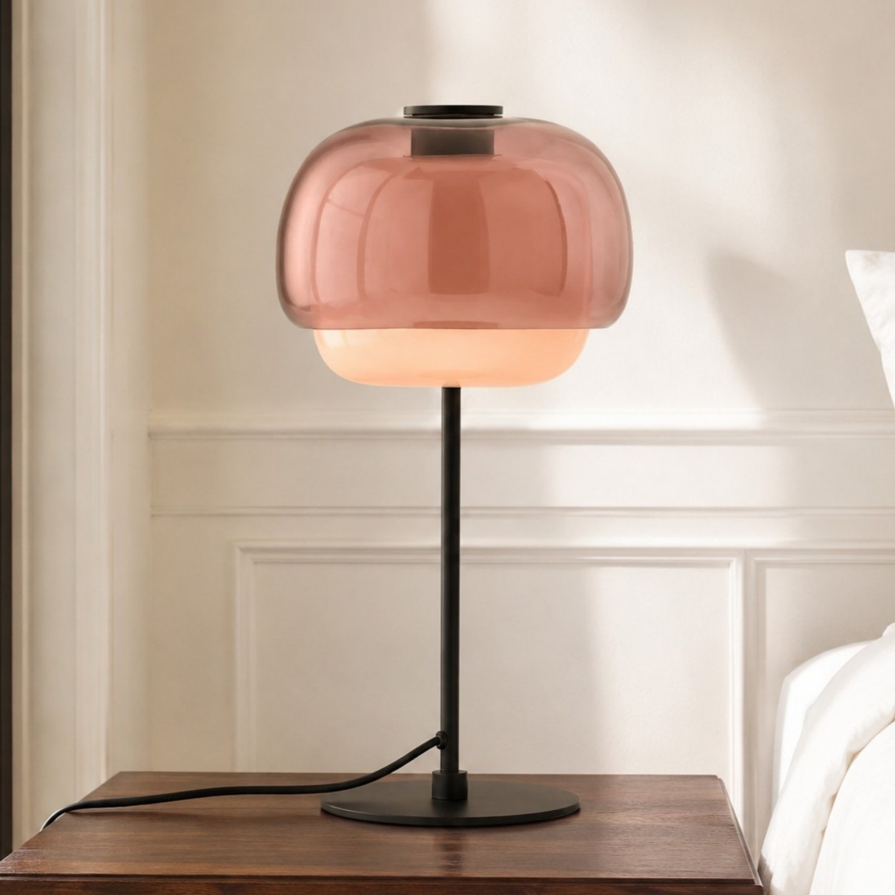 Xyndrae Modern Nordic Double-Layered Tinted Glass Table Lamp