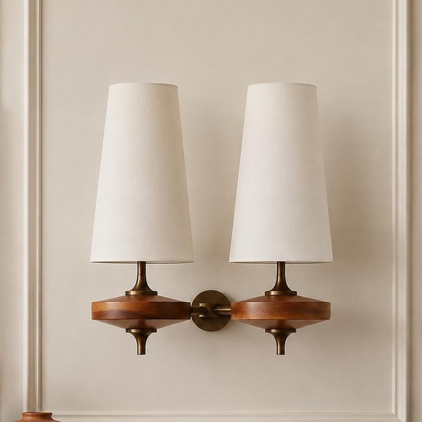 Nyxara Vintage  Fabric Tapered Shade Wall Sconce