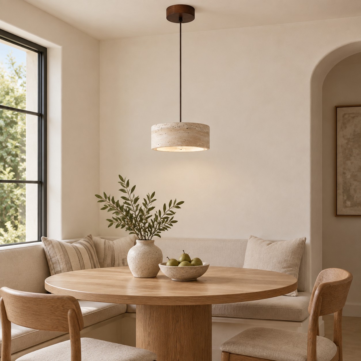 Gilbert Modern Shatter-Resistant Travertine-Look Linear Pendant Light