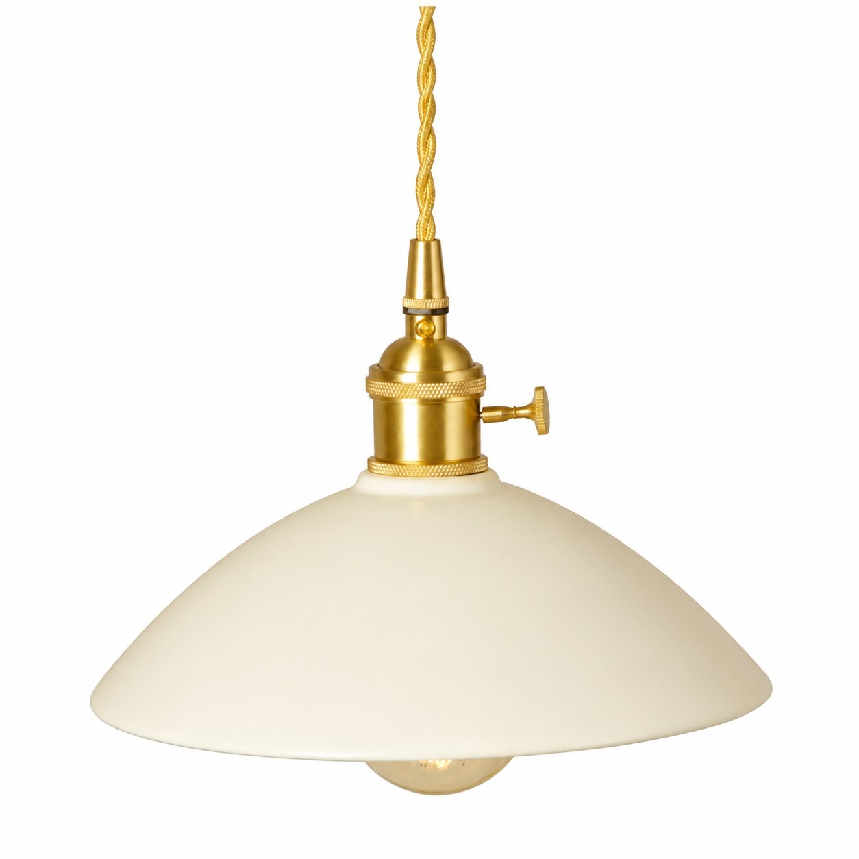 Lenora Vintage Ceramic Brass Cone Pendant Light