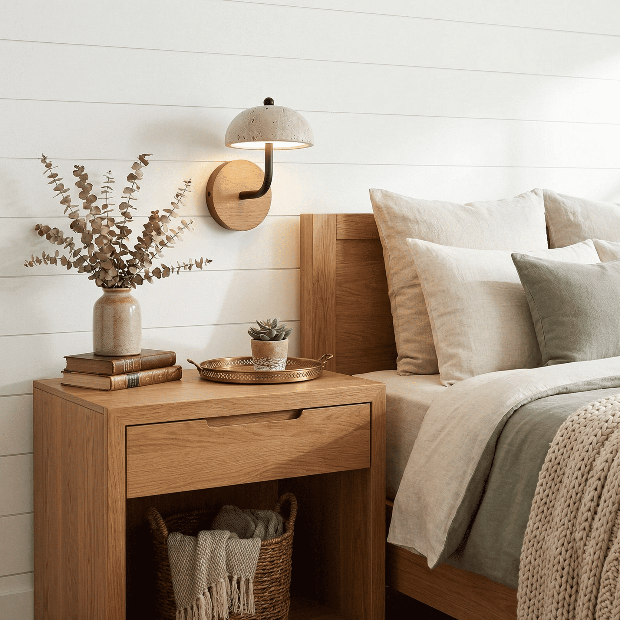 Analeigh Modern Travertine Dome Wall Sconce