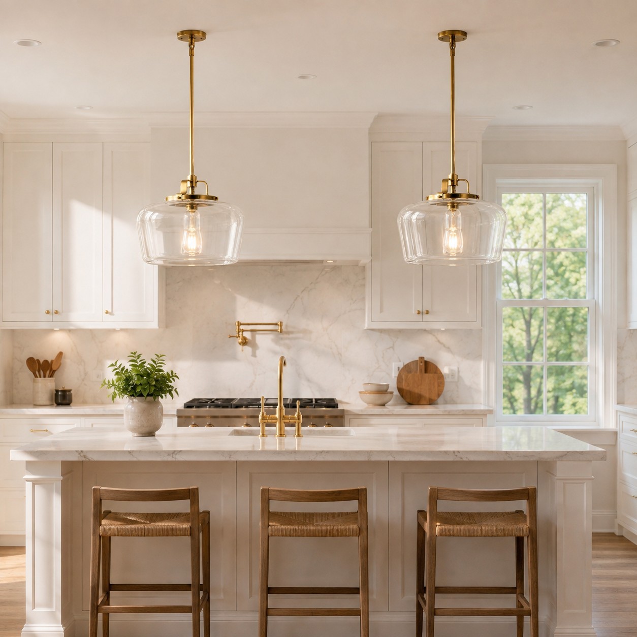 Nathaniel Vintage Brass Rounded Bowl Glass Shade Pendant Light