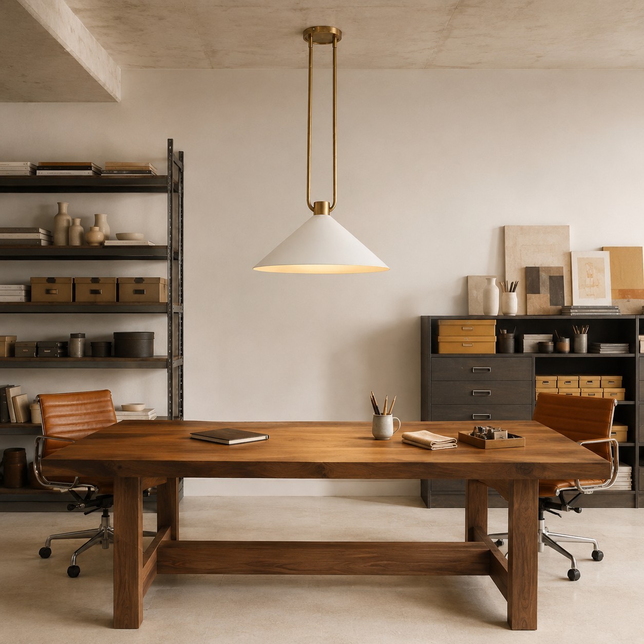 Serenoa Retro Double-Rod Metal Cone Pendant Light