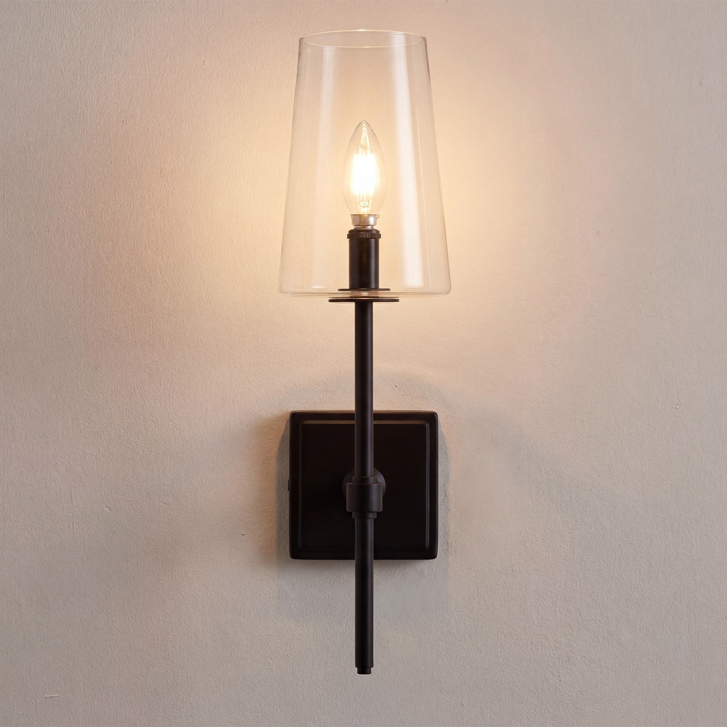 Murano Farmhouse Clear Glass Vanity Wall Sconce