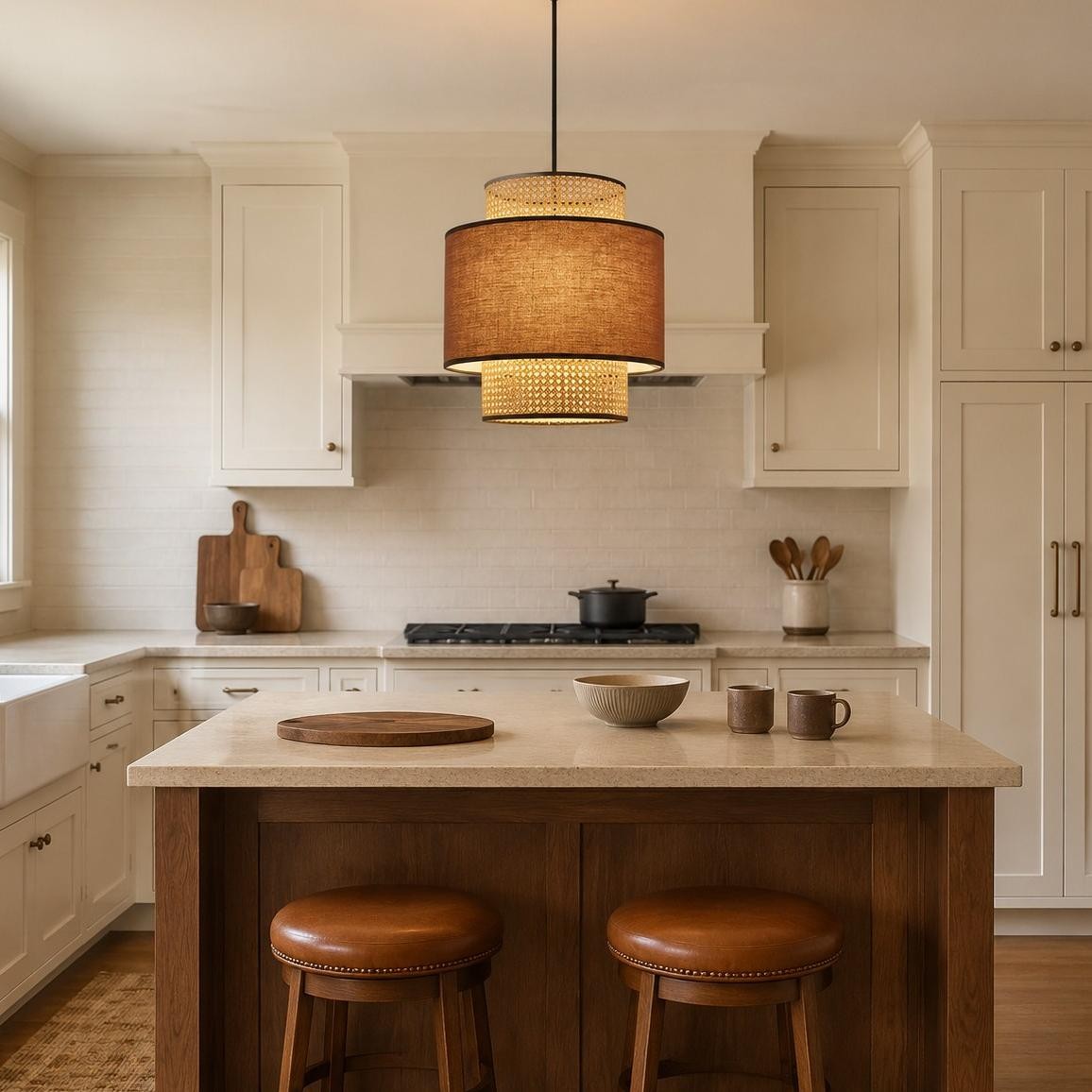 Trisha Rustic Double Cylinder Pendant Light