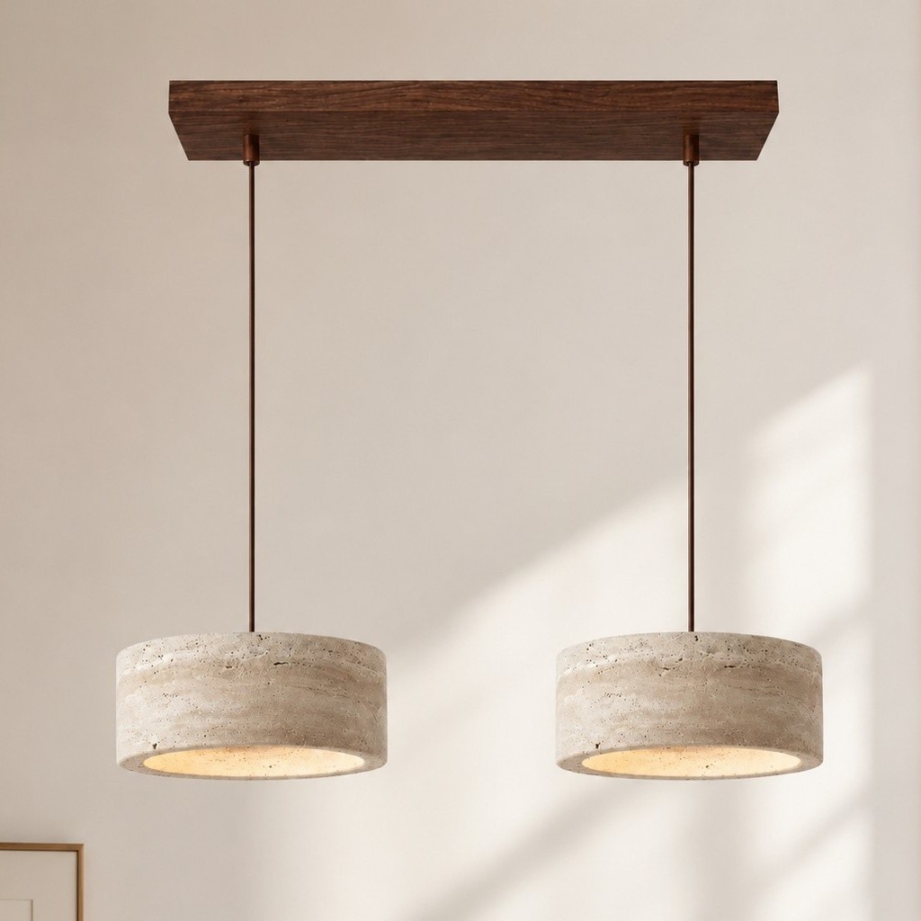 Veloria Scandinavian Travertine Round Pendant Light