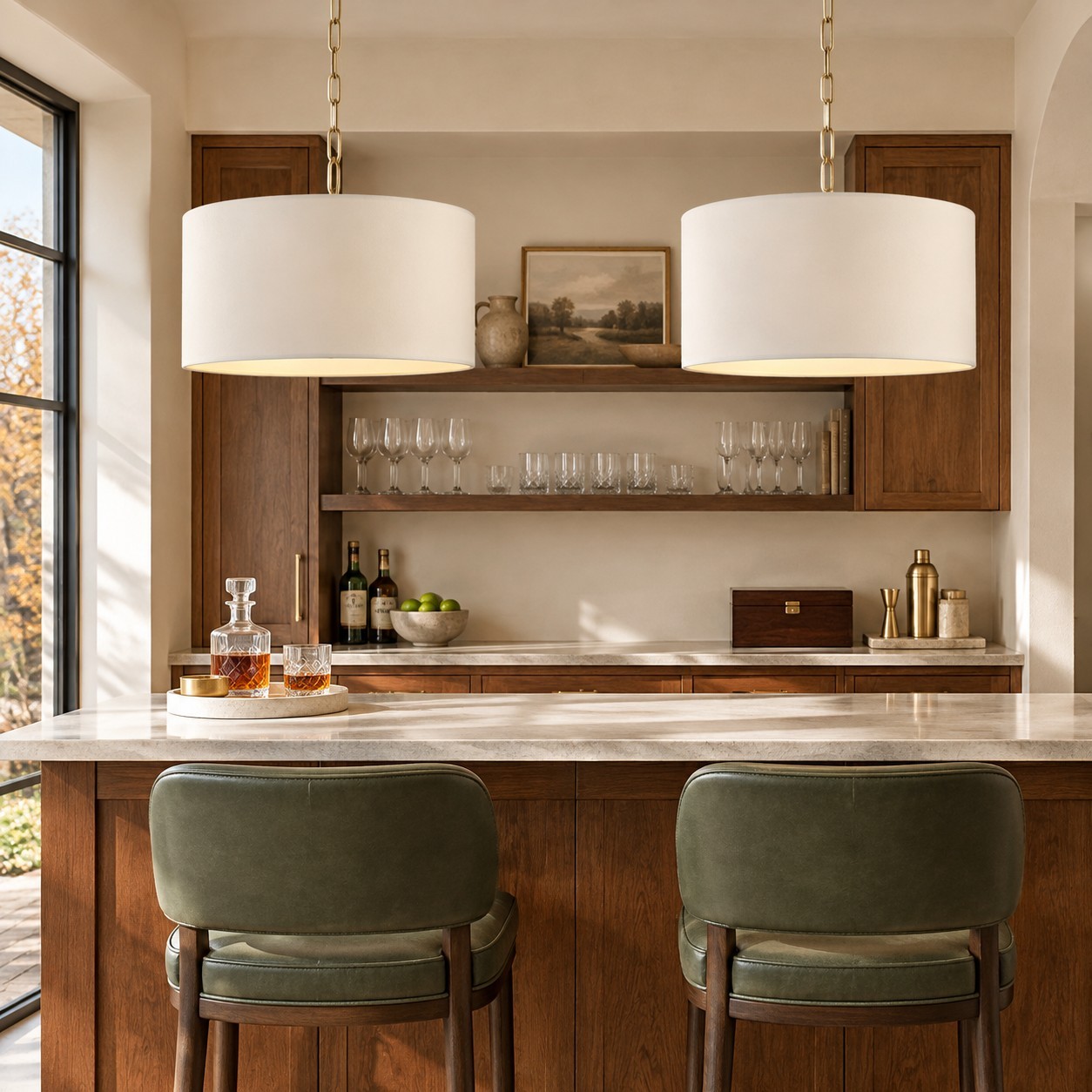 Toren Modern White Linen Drum Pendant Light