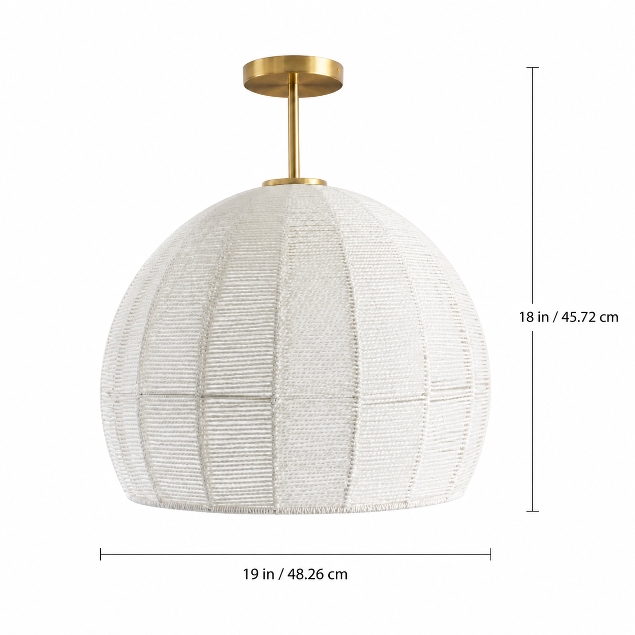 Dronor Ivory Woven Rope Globe Semi Flush Mount Light