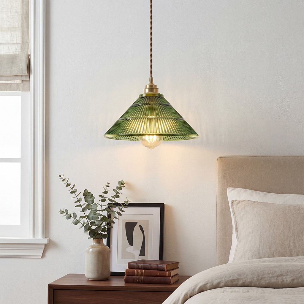 Draxith Retro Japanese Striped Stained Glass Droplight