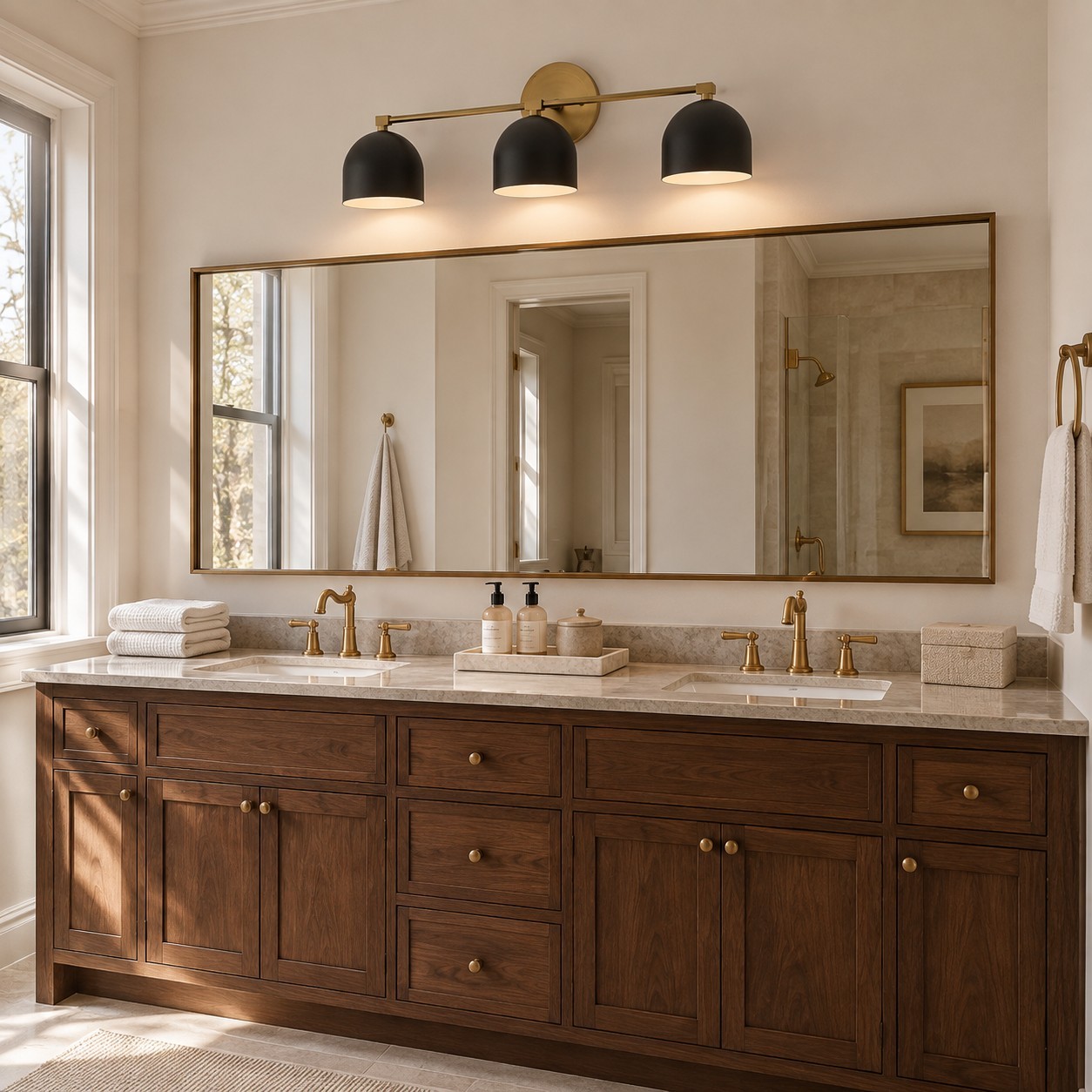 Astair Nordic Metal Deep Dome Vanity Wall Sconce in Rustic Brass