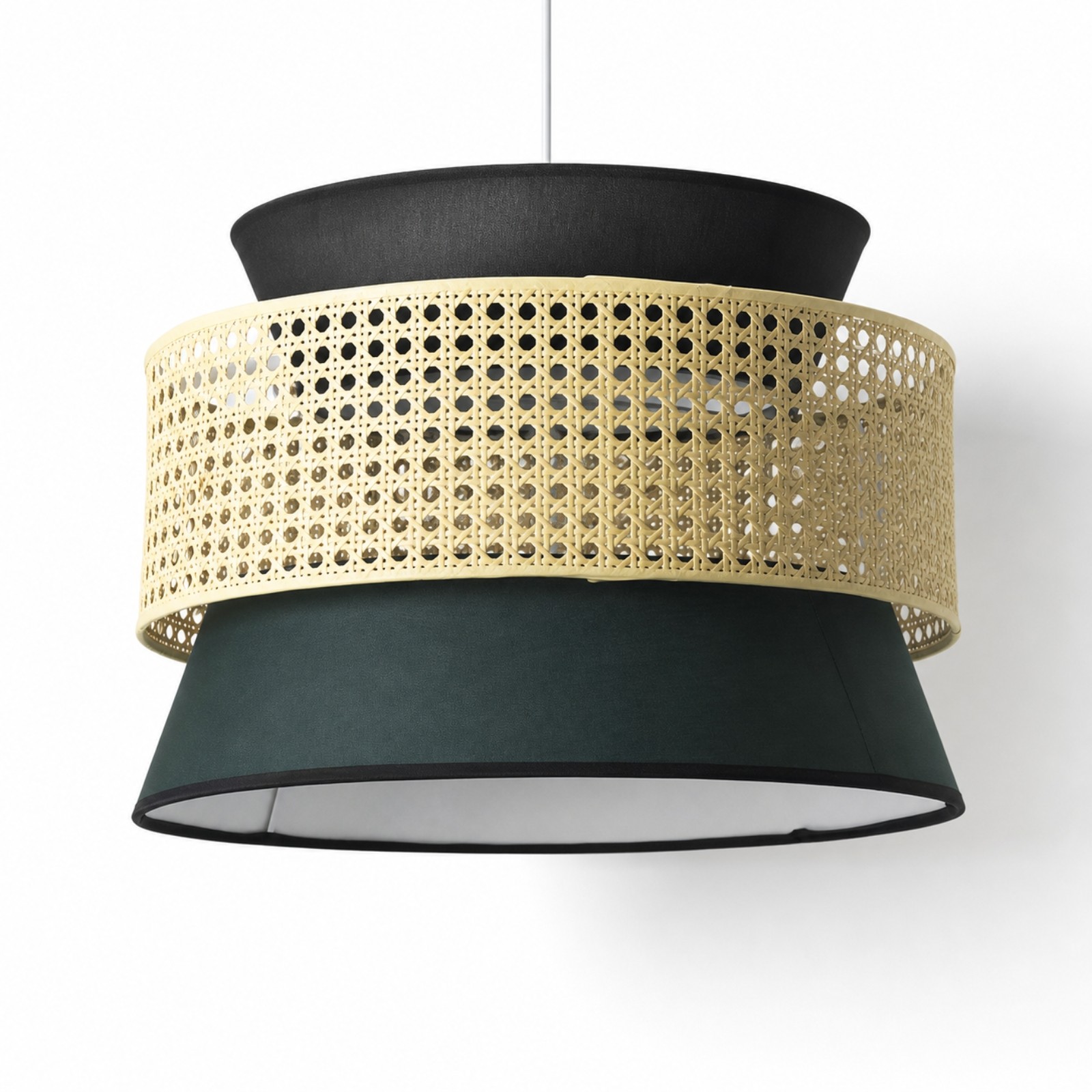 Lyzar Rustic Tiered Rattan Fabric Pendant Light