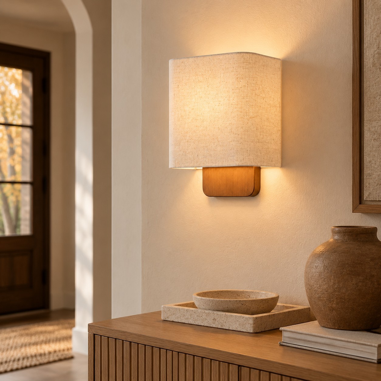 Ondine Modern Linen Fabric Shade Wall Sconce