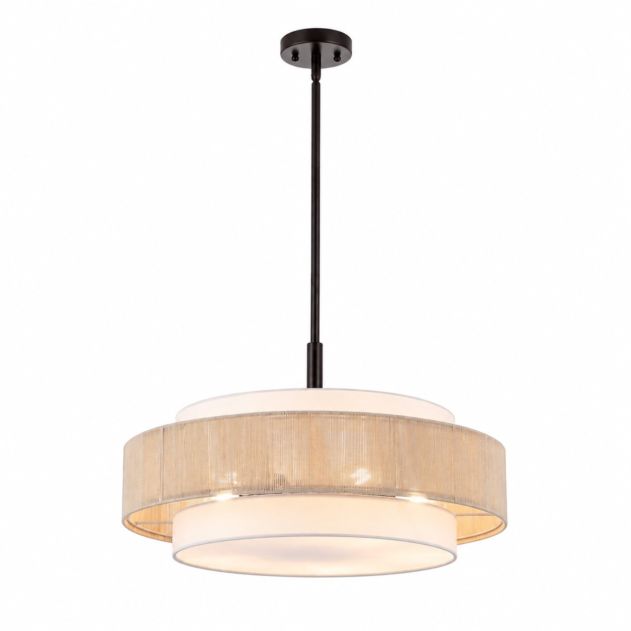 Tim Scandinavian Tiered Fabric Drum Chandelier